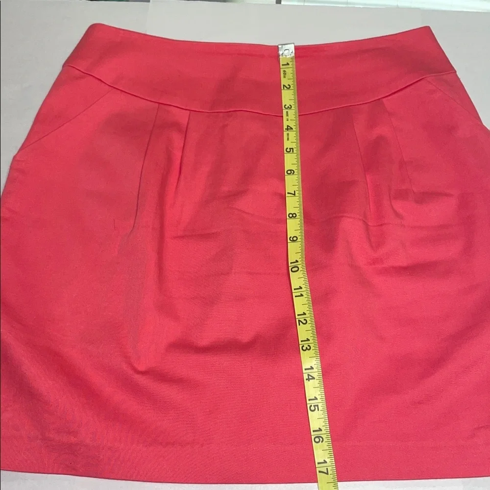 Emma Graham Pink Mini‎ Skirt w Teal Full Back Zipper.  Front Pockets.  Sz Medium
